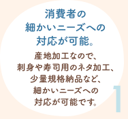 1.消費者の細かいニーズへの対応が可能。